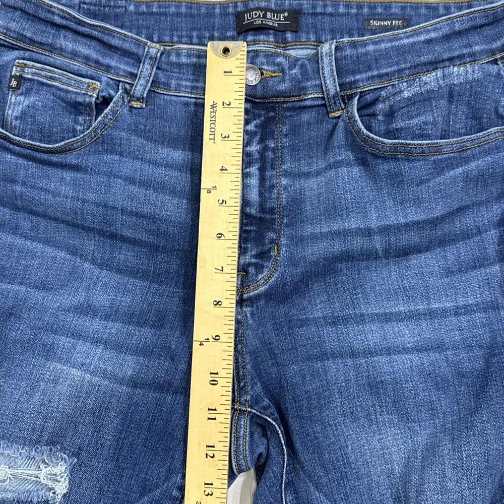 Judy Blue Skinny Fit Jeans Womens 16W Medium Wash Distressed High Rise Stretch - Picture 4 of 7